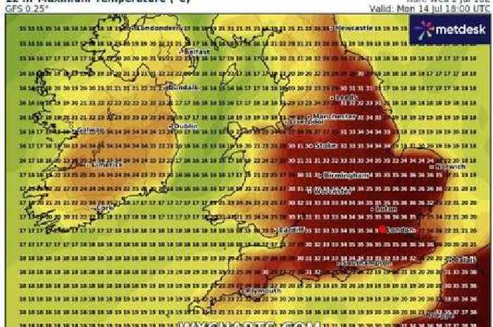 New weather maps predict UK heatwave returning with highs of 34C