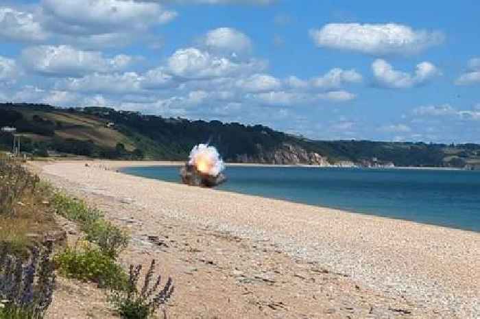 Explosion on Devon beach leaves rambler frozen in tracks