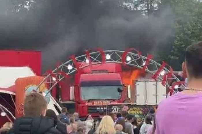 Circus evacuated as lorry bursts into flames during live show at Scots field