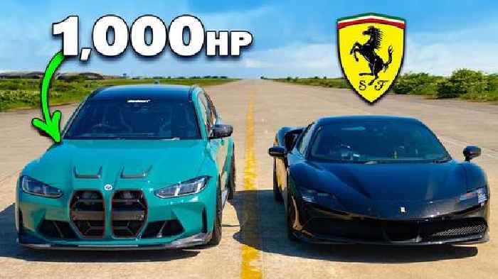 1,000-HP BMW M3 Takes On Ferrari SF90 in Sub-10-Second 180+ MPH Drag Race