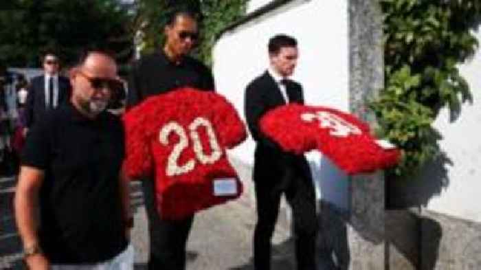 Footballers and family lay flowers at funeral of Diogo Jota and André Silva