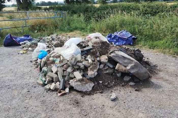 Brazen fly-tipper dumps van full of rubbish down problem country road in Derbyshire