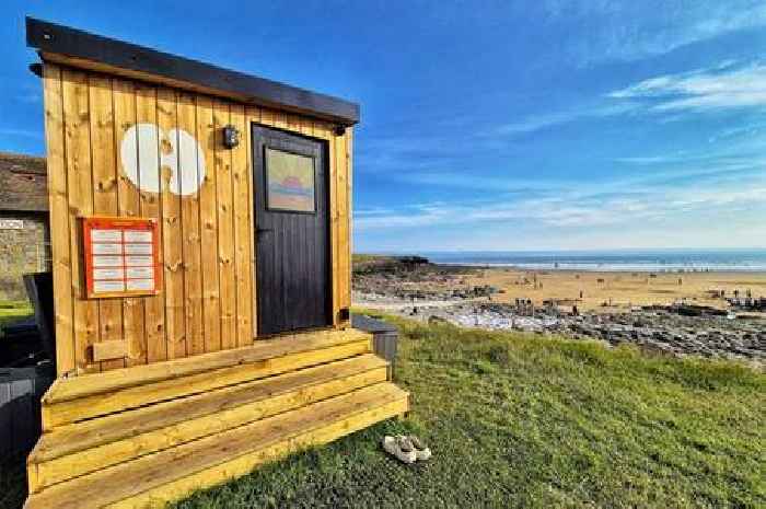 Sandy beach 90-minute drive from Bristol has wood-fired sauna and dreamiest sea view