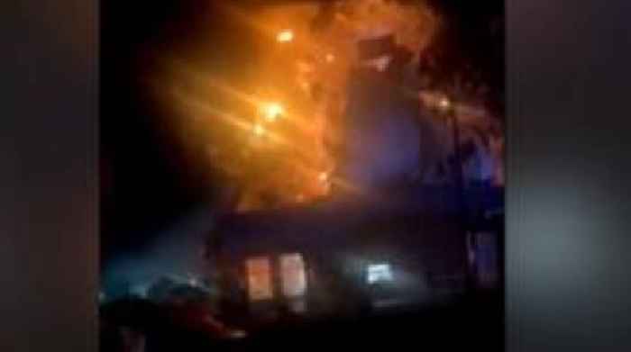 Watch: Explosion rips through Domino's restaurant after car crashes into building
