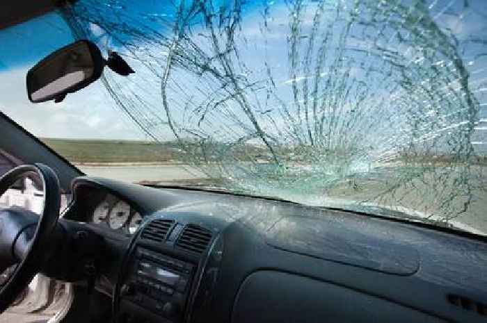 Driver escapes death after rock thrown from bridge smashes windscreen