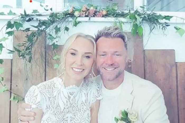 Brian McFadden smiles in wedding photos as he marries for third time