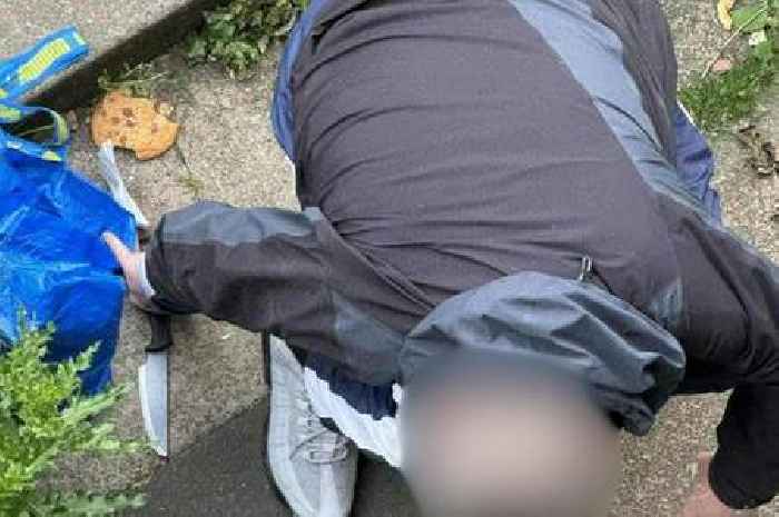 Chilling video clip shows nightmare neighbours fighting with knives as mum living in fear
