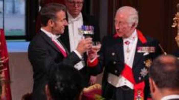 King and Macron toast 'ever closer' UK-France ties at state banquet