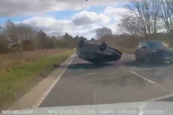 Terrifying dash cam footage shows overtaking driver flip car before crashing into other vehicle