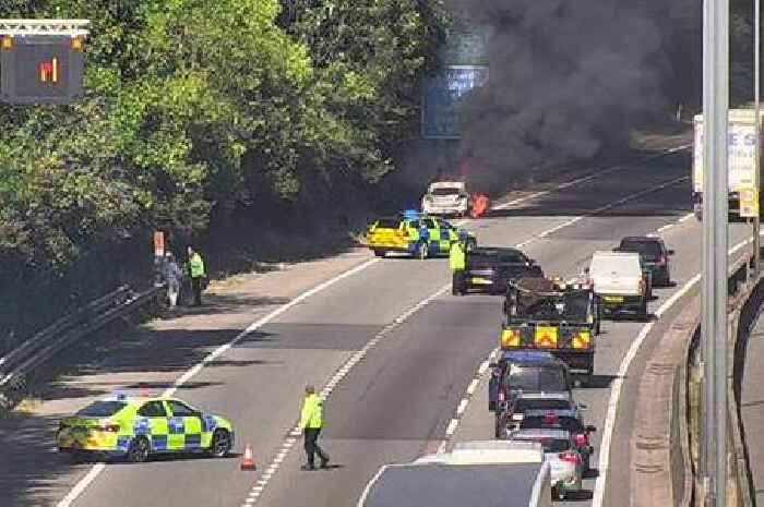 Live updates as vehicle fire shuts two lanes of M4 near Newport causing long delays