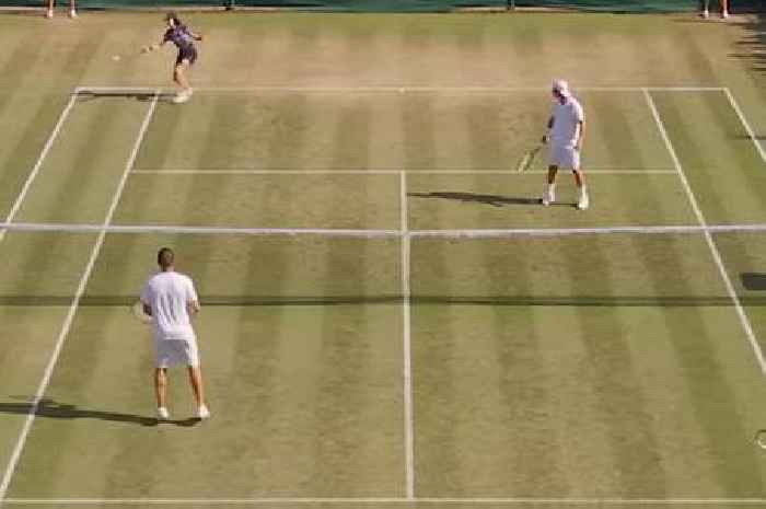 Wimbledon ball girl stuns players as she starts playing rally and wins