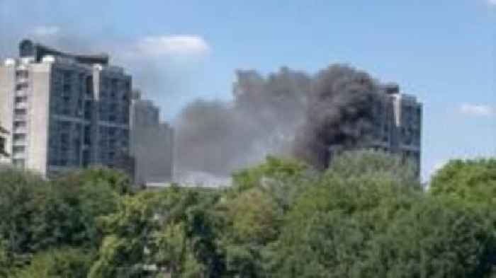 Firefighters tackle blaze at London block of flats