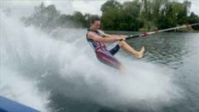 Barefoot waterskiiers compete on Cirencester lake