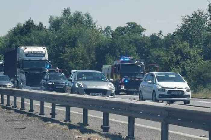 Live: M5 traffic chaos after vehicle crashes off road