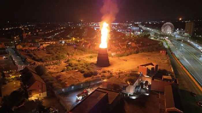 Eleventh night bonfire lit on asbestos site criticised - as firefighters face 'challenging' conditions