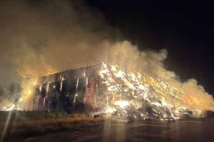 Crews tackle major fire at former Nottinghamshire airfield with 12,000 tonnes of hay well alight