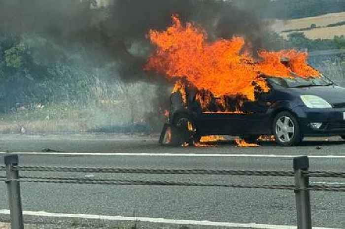 M11 southbound live updates as car fire near A11 blocks carriageway
