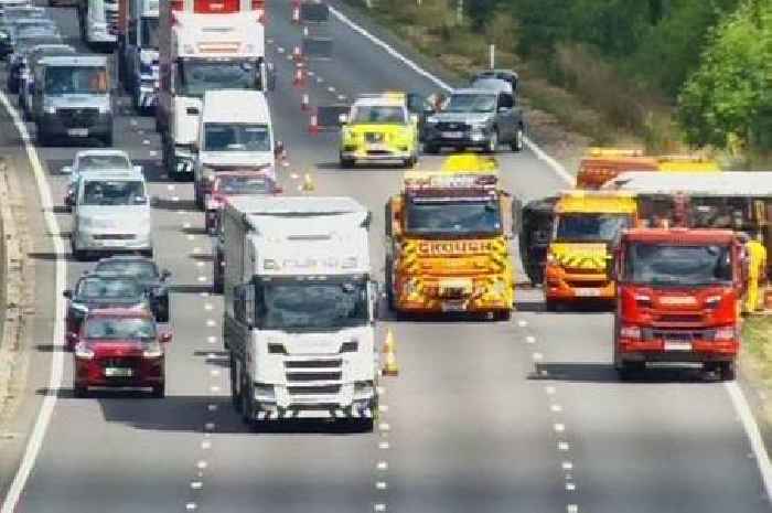Leicestershire M1 live updates after overturned van shuts multiple lanes