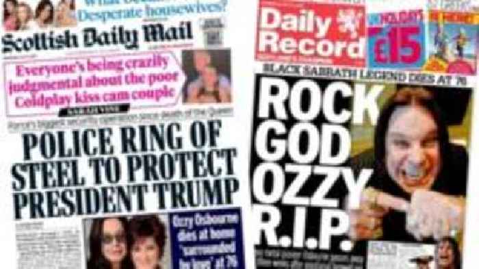 Scotland's papers: Police 'ring of steel' for Trump and Osbourne tributes