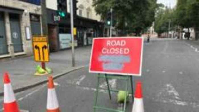 Collapsed water pipe closes city centre road