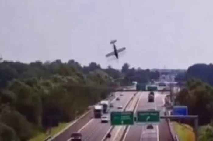 Plane crash in Italy sees jet plunge from sky onto motorway killing two as cars drive through flames