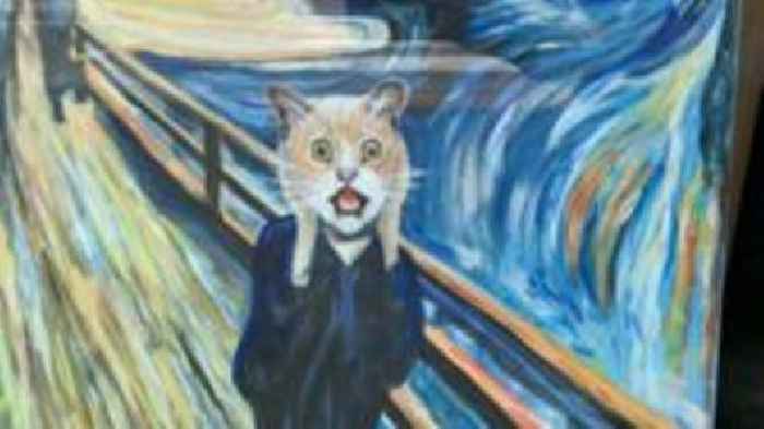 Town's beloved cat stars in reimagined masterpieces