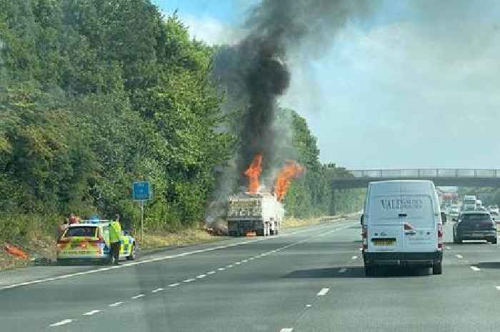 M5 lorry fire causing long delays in West Country - picture and live udpates