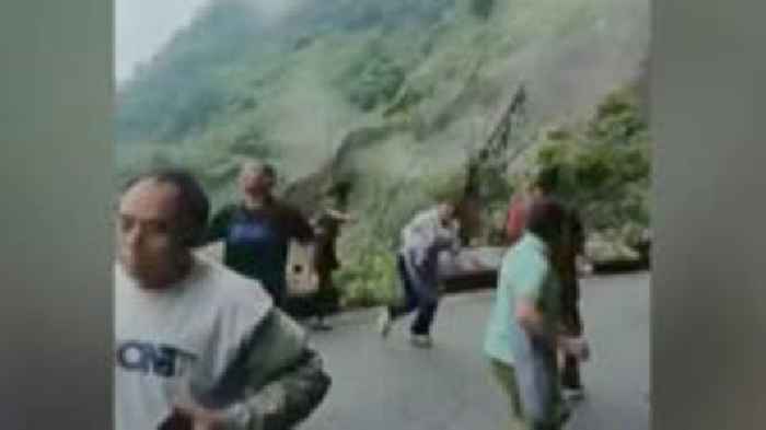 Watch: Moment landslide is triggered by heavy rain in southern China