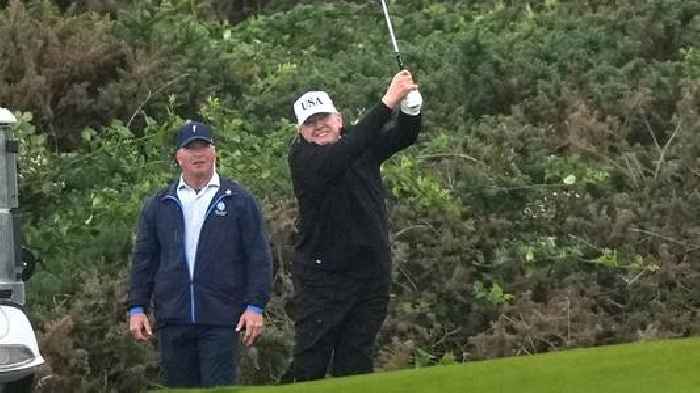 Huge security operation as Trump tees off at his Scottish golf course