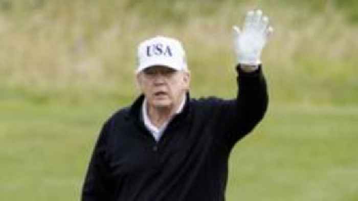 Trump back on the golf course for day two of Scottish visit
