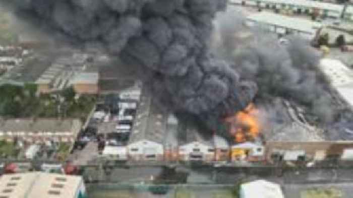 Firefighters tackling huge blaze at factory involving 20 tonnes of tyres