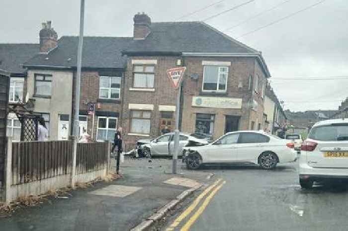 Two cars left looking like this after Stoke-on-Trent crash