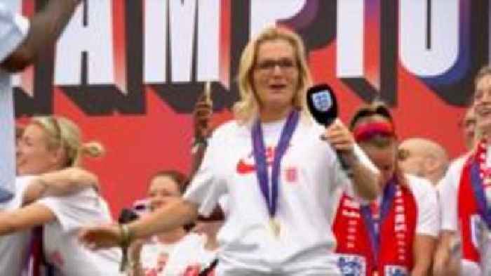 Watch: Sarina Wiegman dances for joy as Lionesses celebrate Euros win