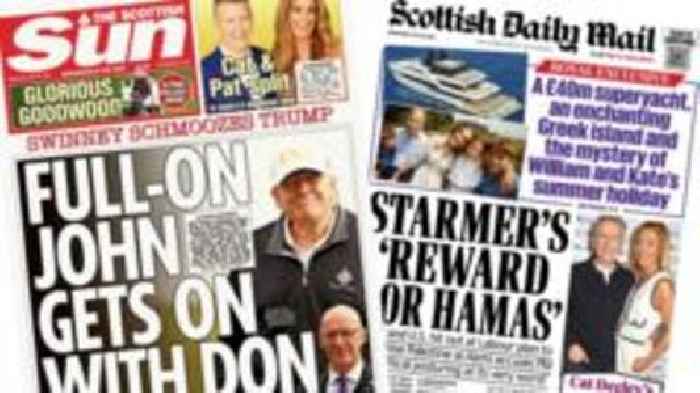 Scotland's papers: FM 'schmoozes' Trump and 'reward' for Hamas