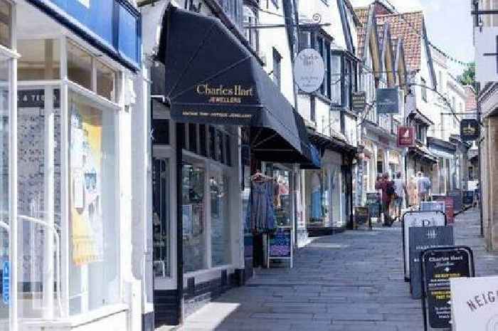 Pretty UK town with historic high street home to dozens of independent shops