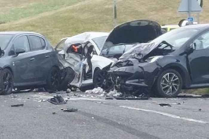 Four rushed to hospital after horror three-vehicle crash on Fife road