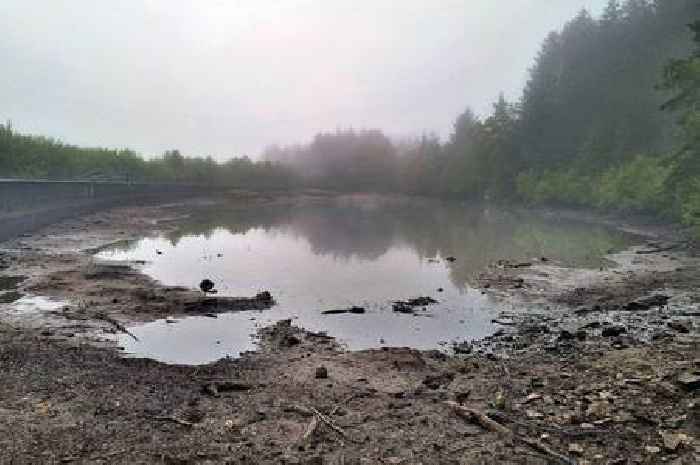 Welsh reservoir left looking like muddy puddle as water heard 'draining away'