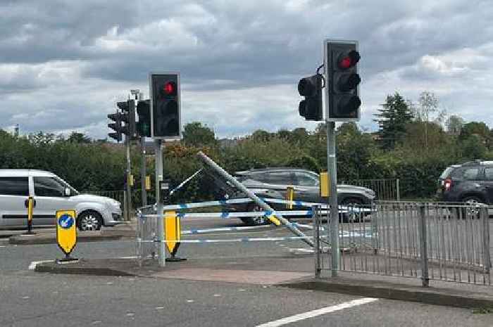 Traffic light damaged in crash near Asda supermarket at busy West Bridgford junction