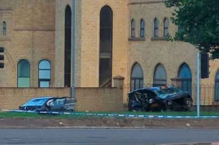 Taxi driver fighting for life as two hurt in 3am crash outside Birmingham mosque
