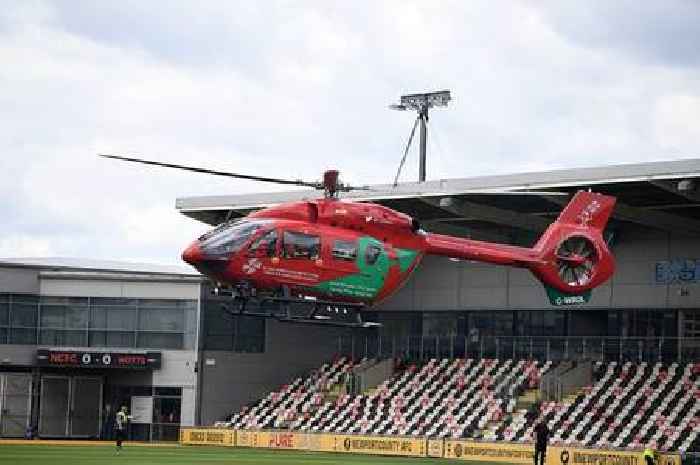 Football club issues update after air ambulances landed on pitch