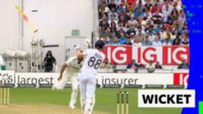 'Incredible dismissal!' - Brook's bat goes flying as he's dismissed for 111