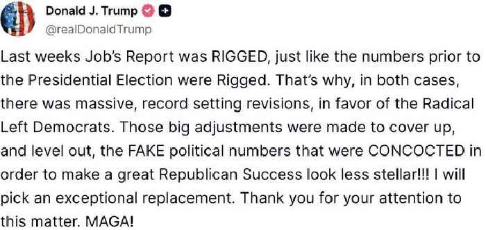 Trump Compares ‘RIGGED’ Jobs Report to 2020 Election in Wild Rant