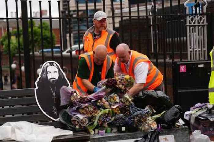 Moment Ozzy Osbourne tributes cleared from Black Sabbath Bench in Birmingham