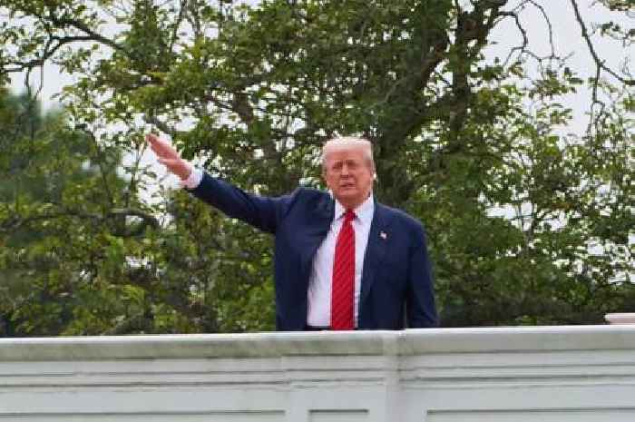 Donald Trump's bizarre arm gesture after 'nukes on White House roof' claim