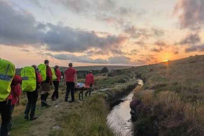 Injured hiker 'unable to stand' stretchered off Dartmoor by rescue teams