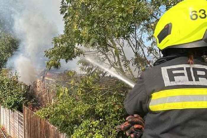 Dramatic pictures show derelict bungalow burn to the ground in Devon