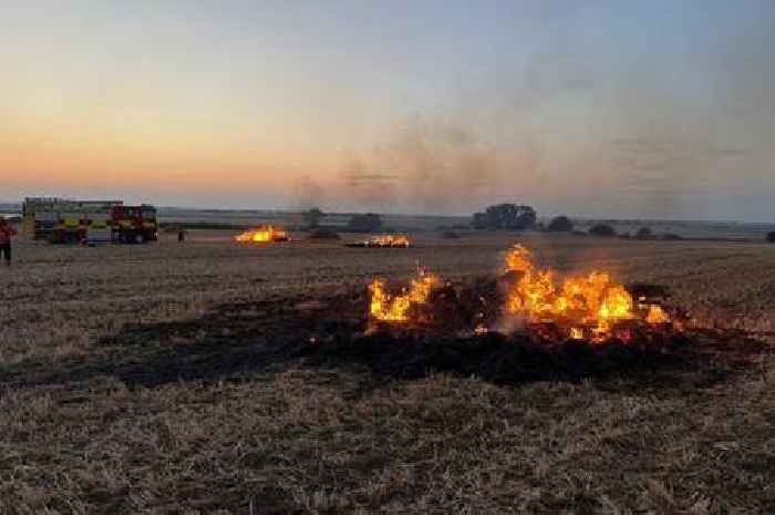 Fire service say blaze which engulfed straw bales was 'deliberate'