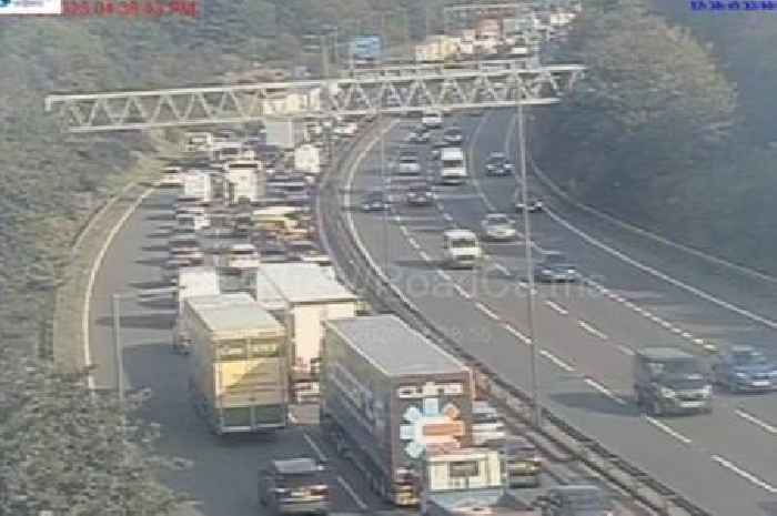 M6 huge delays live as drivers stuck in gridlock traffic near Birmingham after oil spillage
