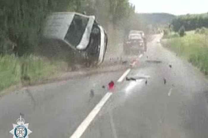 Watch 'worst' driver ram van into tree during heart-stopping 100mph chase