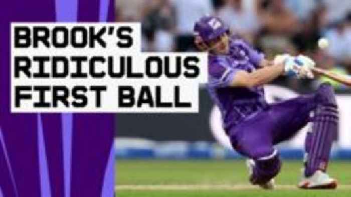 'What a shot!' - Brook hits unorthodox scoop six on first ball